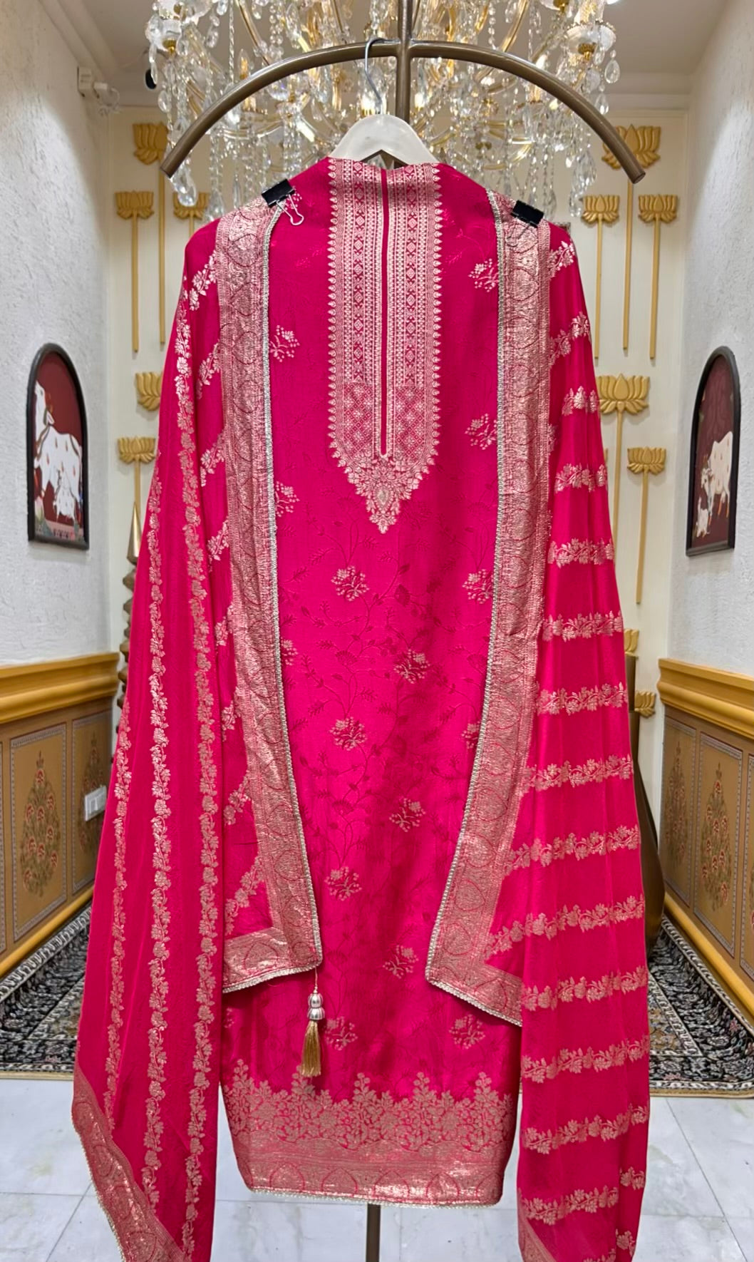 Elira Banarasi Loom Suit (Magenta)