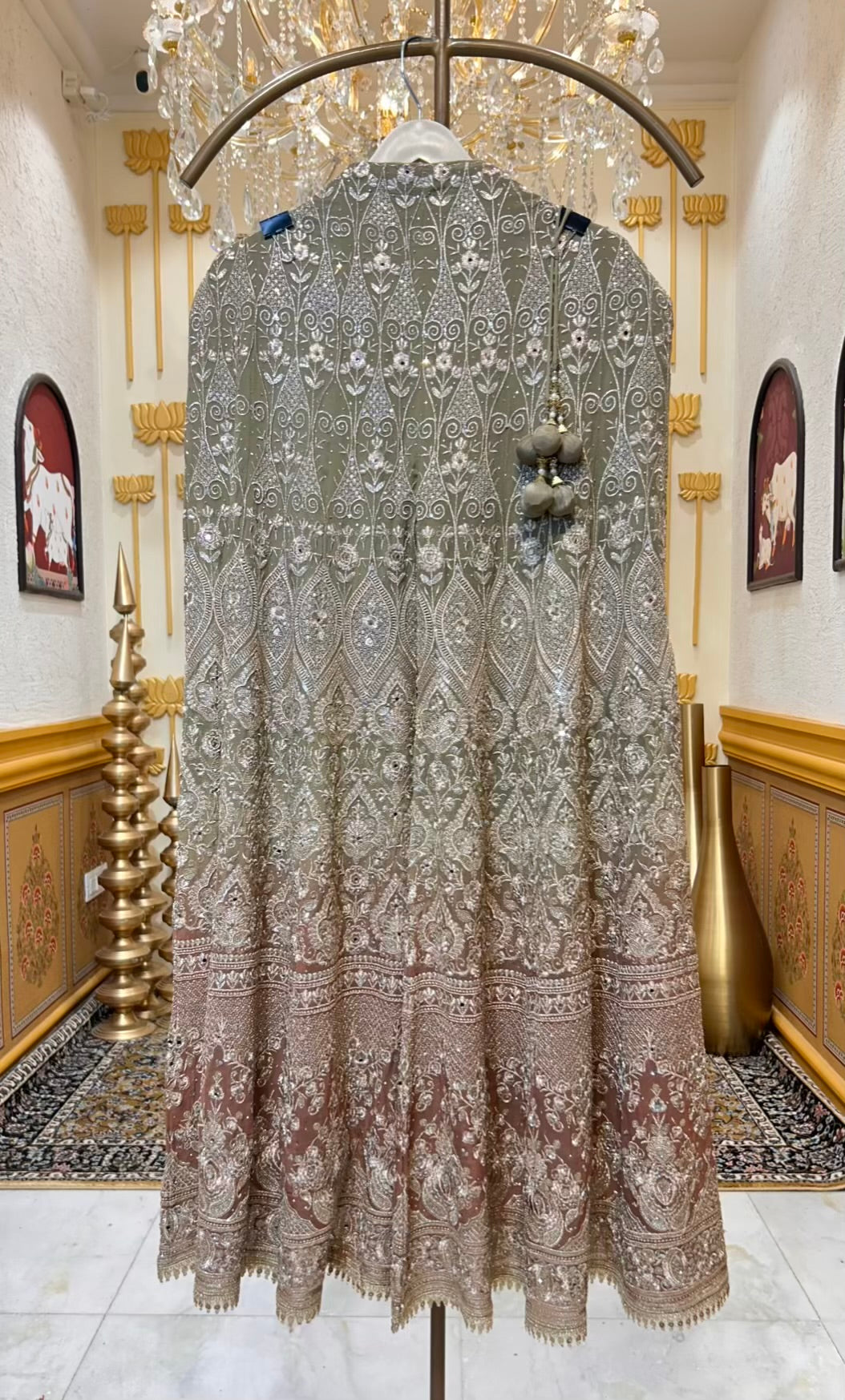 Mehrunnisa Mirror Gharara Set (Green)