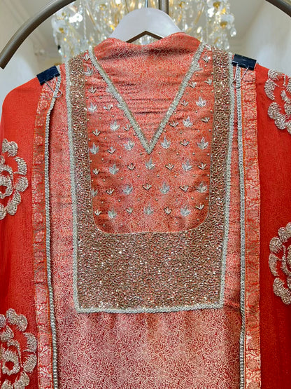 Zayla Banarasi Grace Suit (Rust)