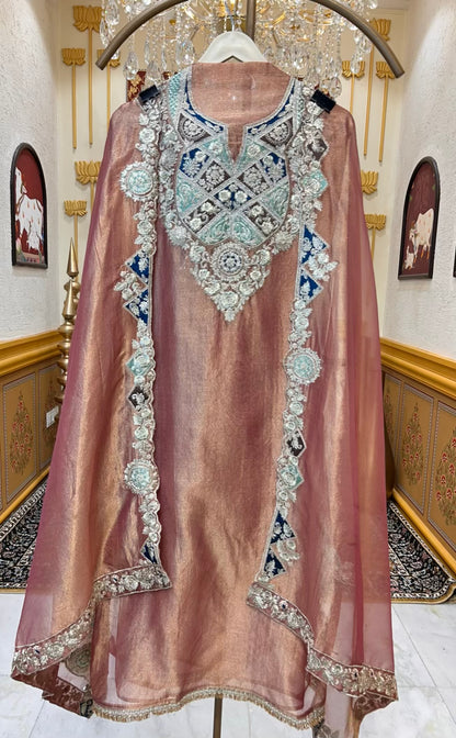 Aariza Tissue Gleam Suit (Peach)