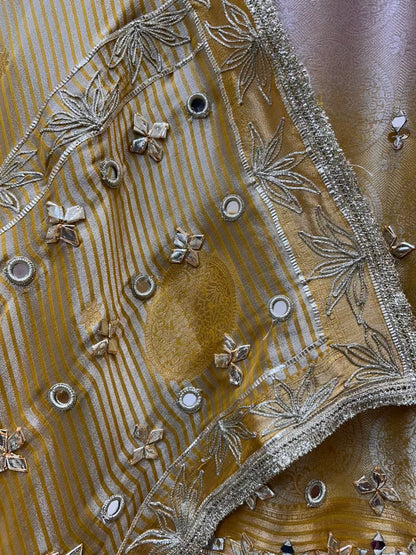 Sarnoor Gota Mirror Suit (Beige & Yellow)