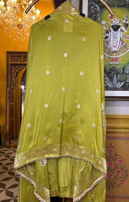 Noorban Organza Suit (Lemon Green)