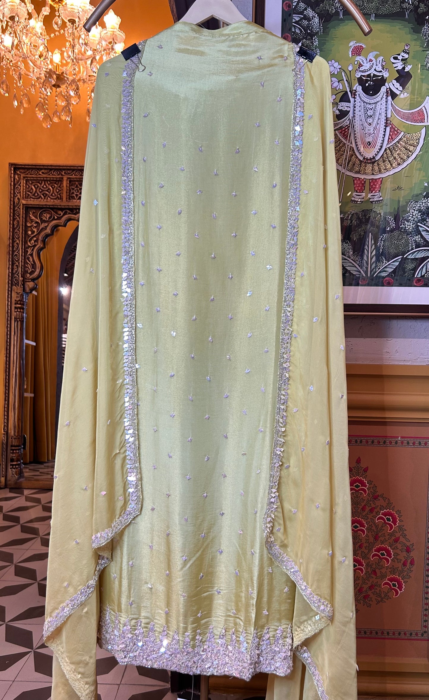 Naureen Organza Suit (Lime Green)