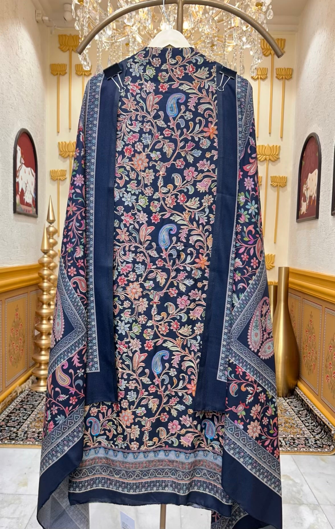 Rivaya Pashmina Loom Suit (Navy Blue)