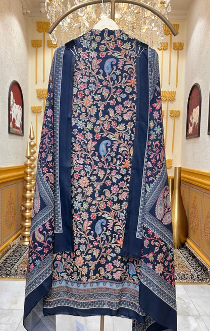 Rivaya Pashmina Loom Suit (Navy Blue)