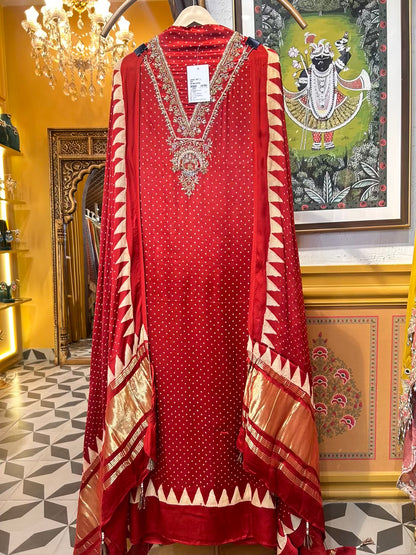 Zarmeena Satin Suit (Red)