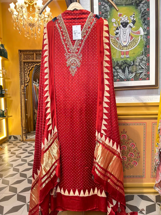 Zarmeena Satin Suit (Red)