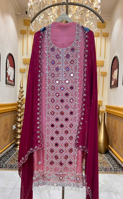 Zivara Sheesha Élan Suit (Pink)