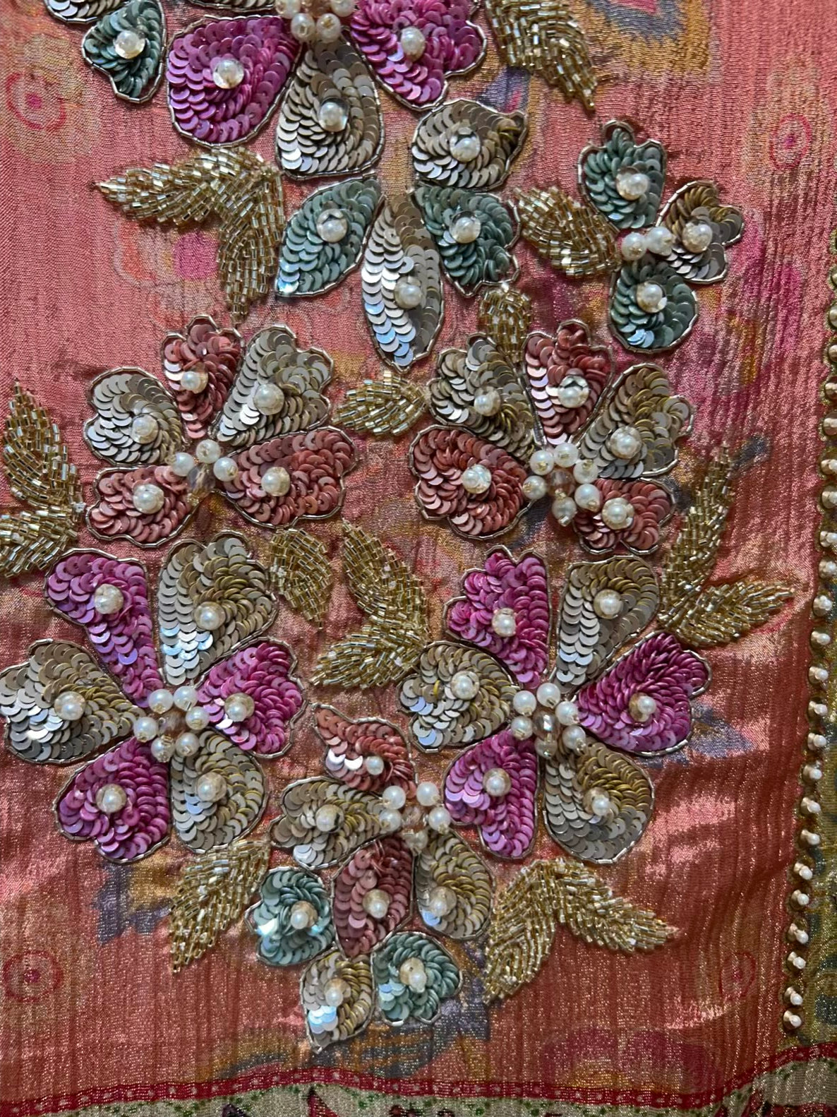 Meherveen Tissue Print Suit (Pink)