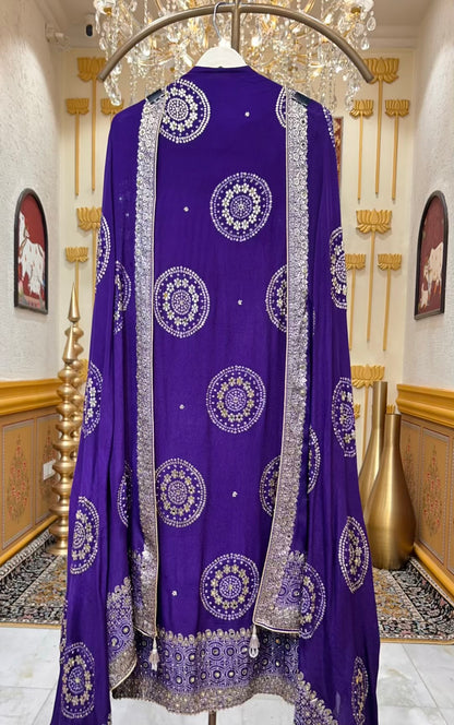 Saanjh Chinnon Loom Suit (Purple)