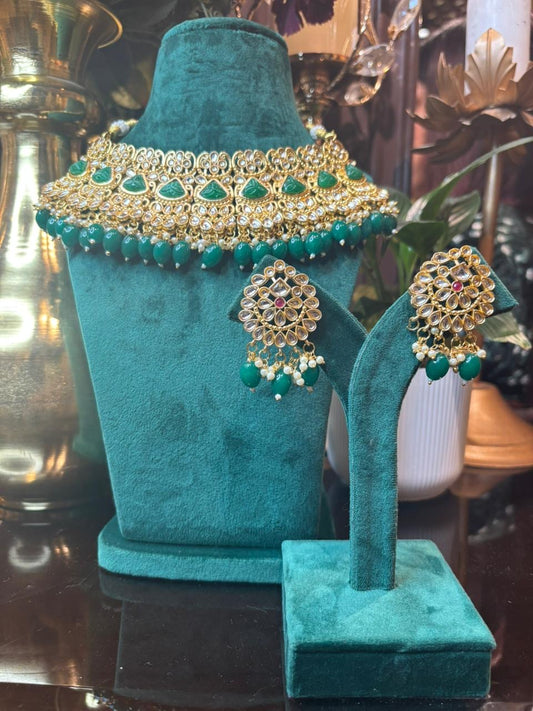 Ruhani Kundan Choker (Green)