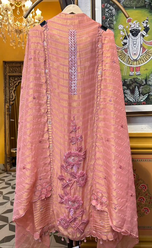 Mehrvani Organza Suit (Pink)