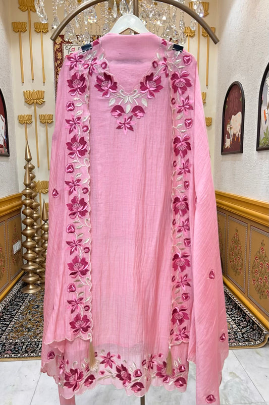 Sahiba Resham Crush Suit (Pink)