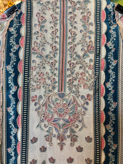 Afsara Crêpe Suit (Peacock Blue)