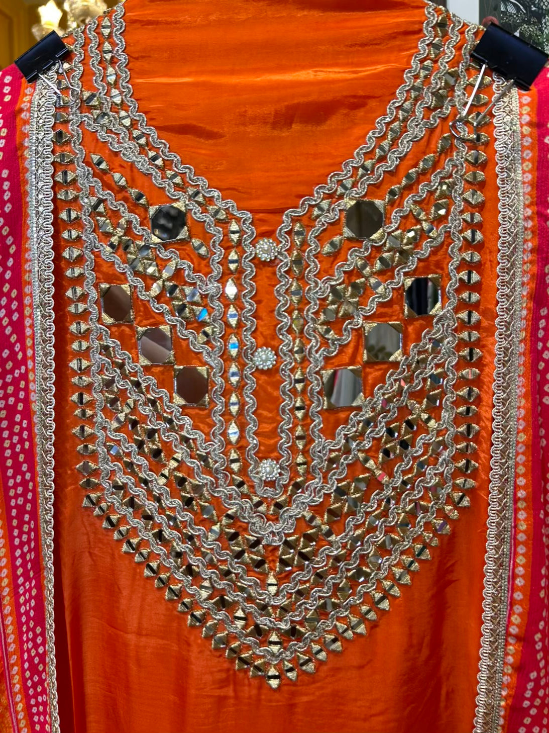 Mahveen Organza Suit (Orange)
