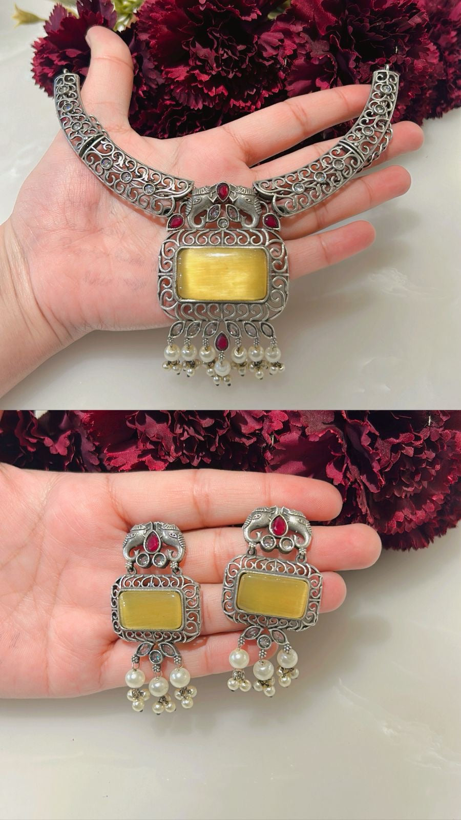 Zehriya Noor Vintage Silver Set (Yellow)