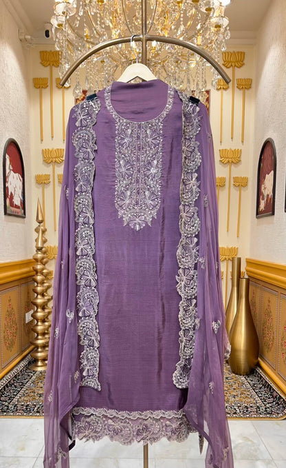 Sahira Silk Noor Suit (Purple)