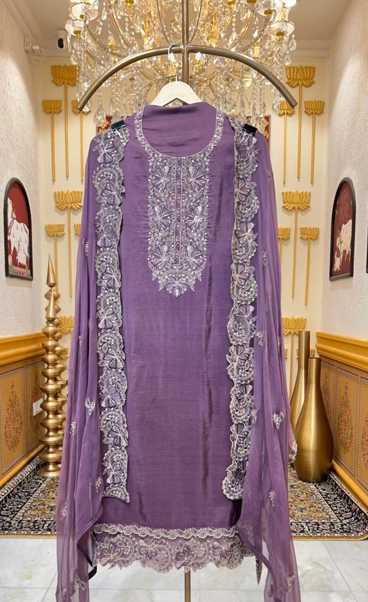 Sahira Silk Noor Suit (Purple)