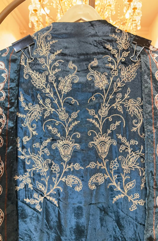 Riyanza Velvet Brocade Suit (Blue)