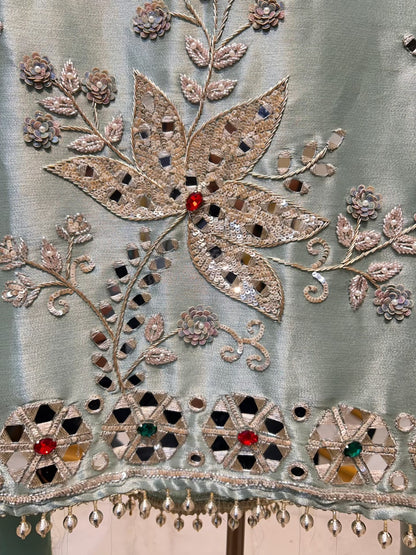 Ruhani Brocade Stone Élan Suit (Powder Green)