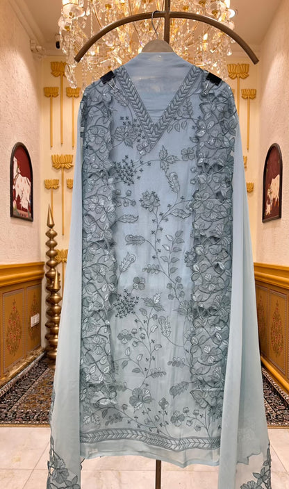 Zynera Threadspark Organza Suit