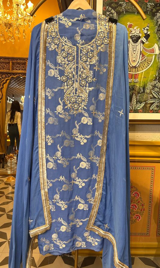 Zarmina Banarasi Suit (Blue)