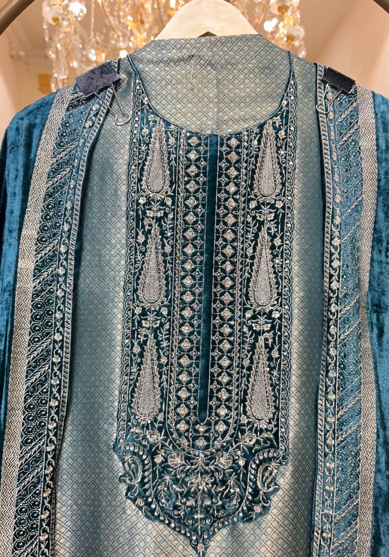 Ruhsana Brocade Suit (Green)