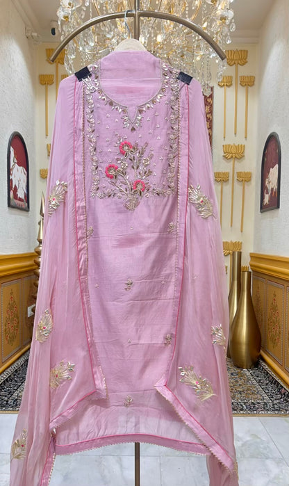 Ishara Gota Chanderi Suit (Light Purple)