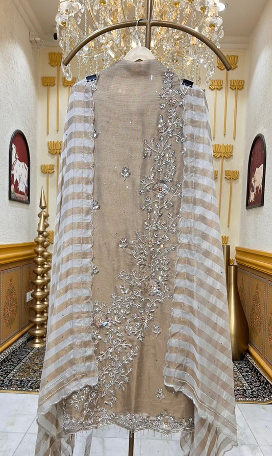 Zehriya Cutdana Veil Suit (Beige)