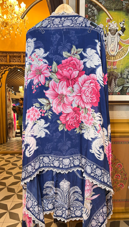 Saanjh Bela Muslin Suit (Blue)