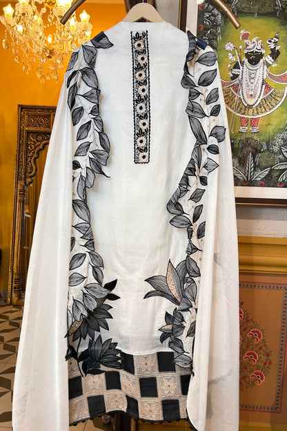 Sunehri Chanderi Set (Ivory Black)