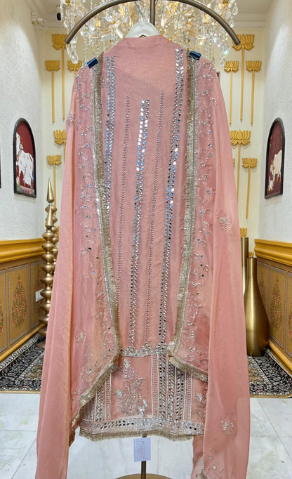 Ruhmehar Sheesha Kinari Suit (Peach)