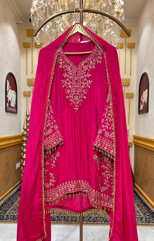 Elina Chinon Handwork Sharara Set (Pink)