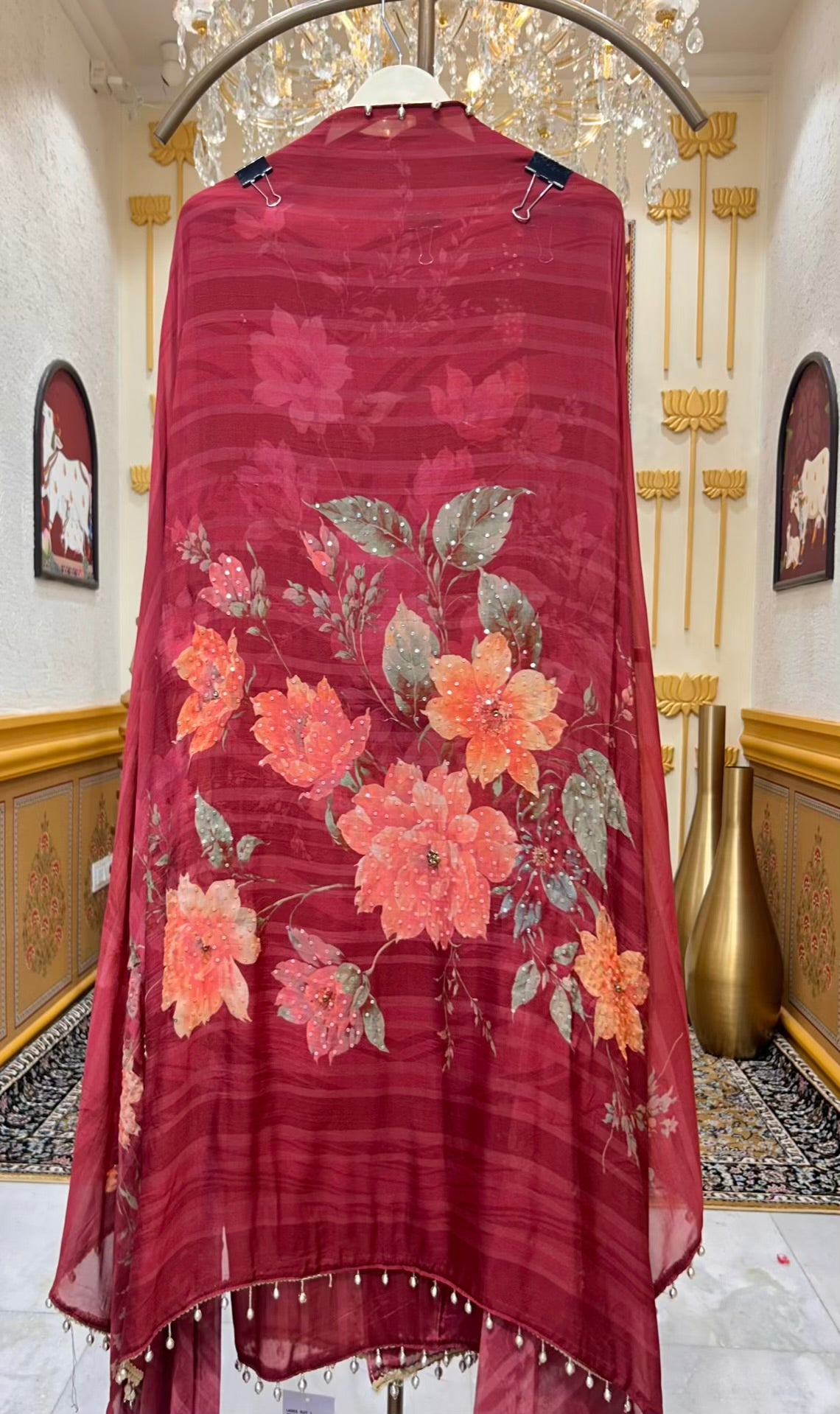 Mehira Sequin Bloom Suit (Wine)