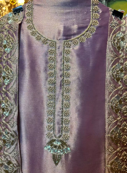 Sarvinoor Organza Suit (Lavender)