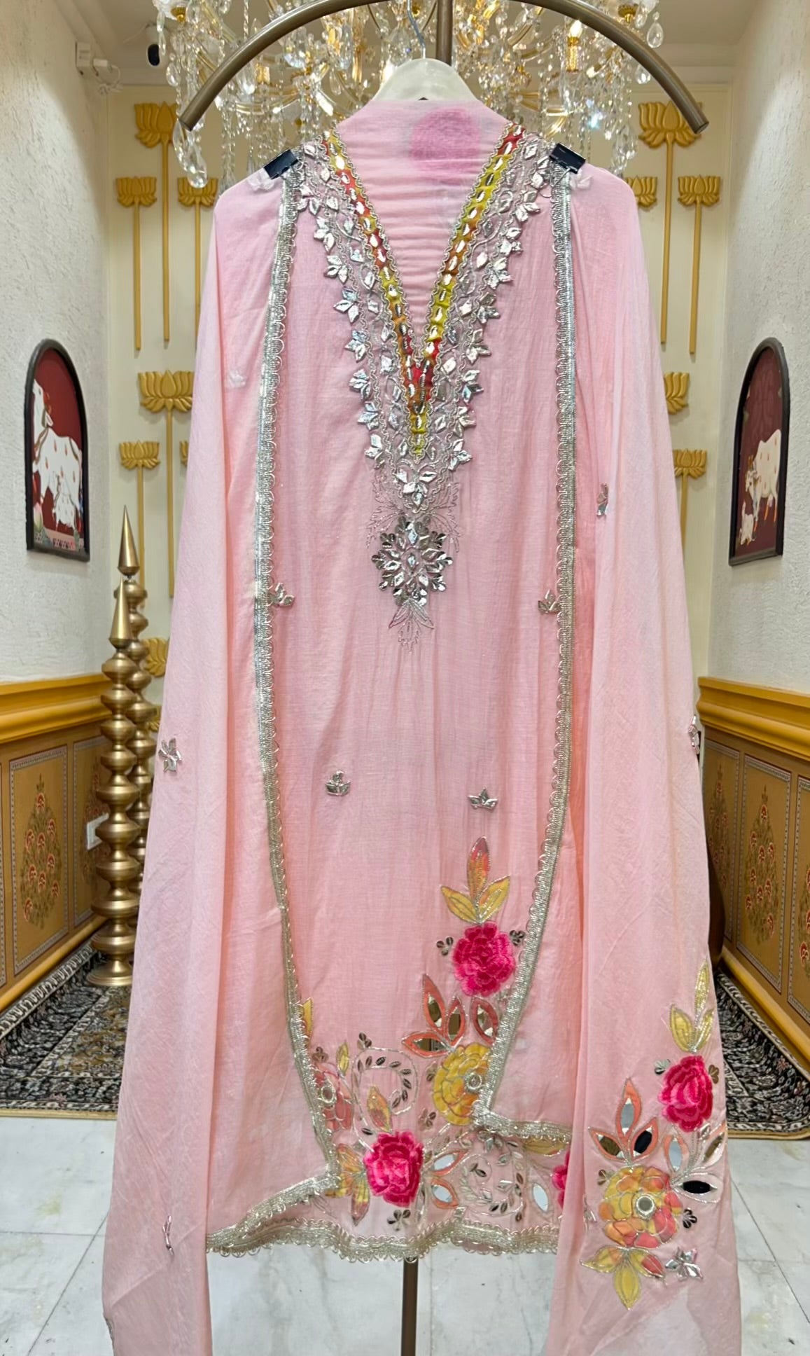 Virasa Gota Mirror Suit (Pink)