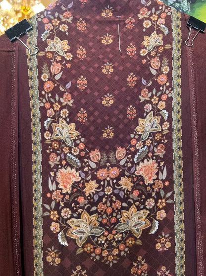 Mahira-é-Pashm Suit (Maroon)