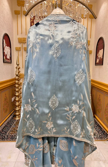 Sarvani Mukaish Noor Suit (Powder Green)