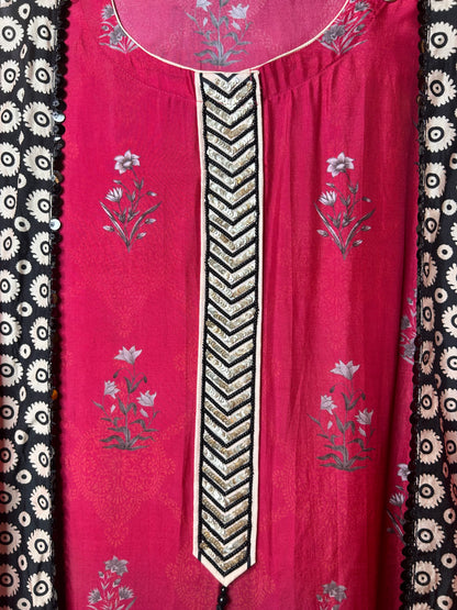 Aarvika Muslin Silk Suit (Pink)