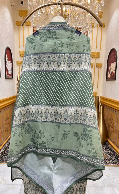 Aarini Chanderi Printed Suit (Green)