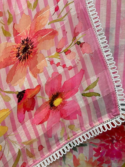 Iravati Mul Chanderi Suit (Pink)