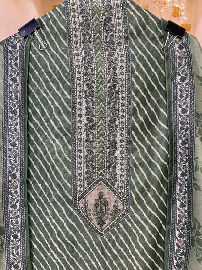 Aarini Chanderi Printed Suit (Green)