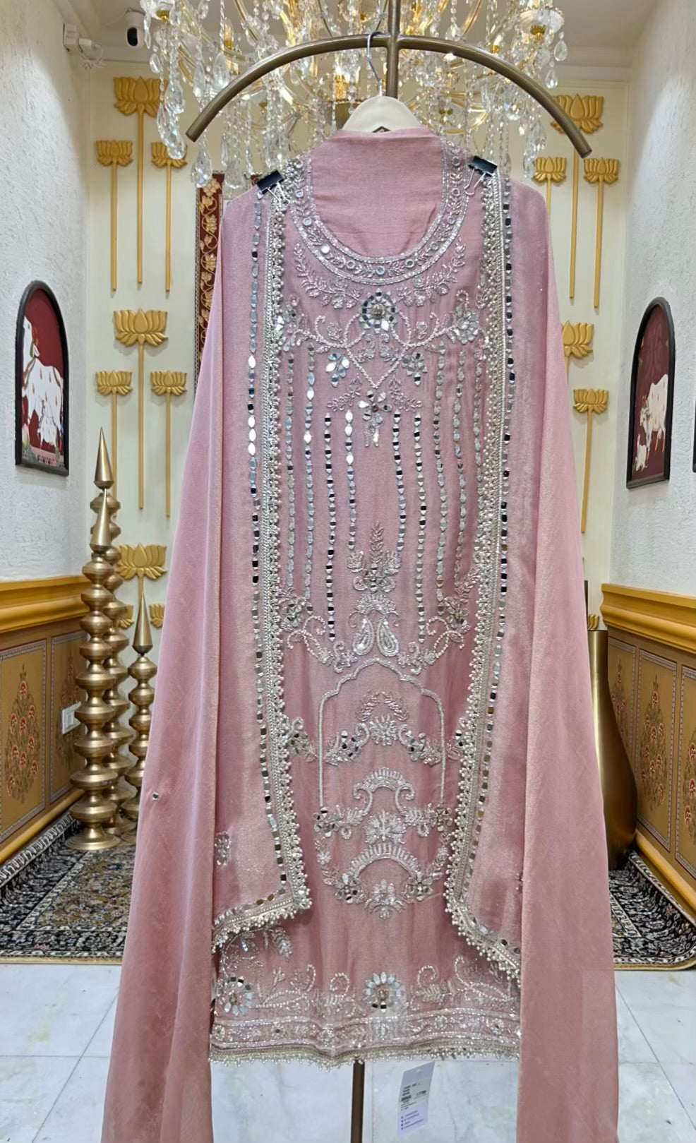 Zarqina Sheesha Chamak Suit (Peach)