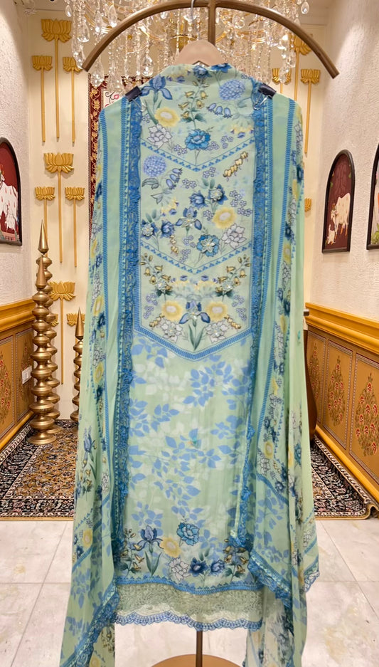 Elara Print Veil Suit (Pista Green)