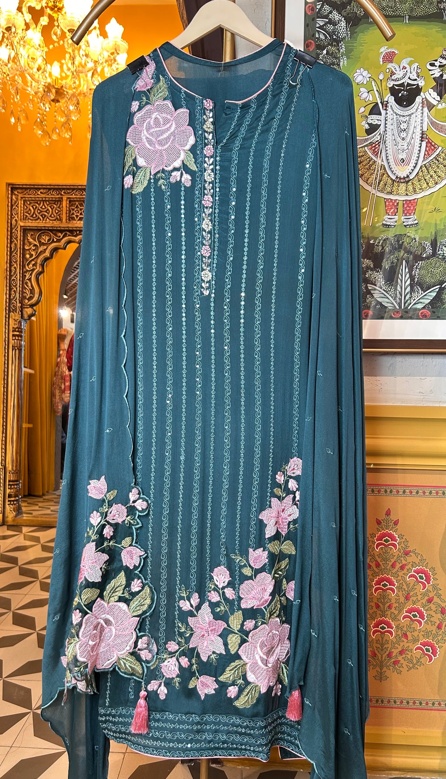 Suhani Chinon Suit (Green)