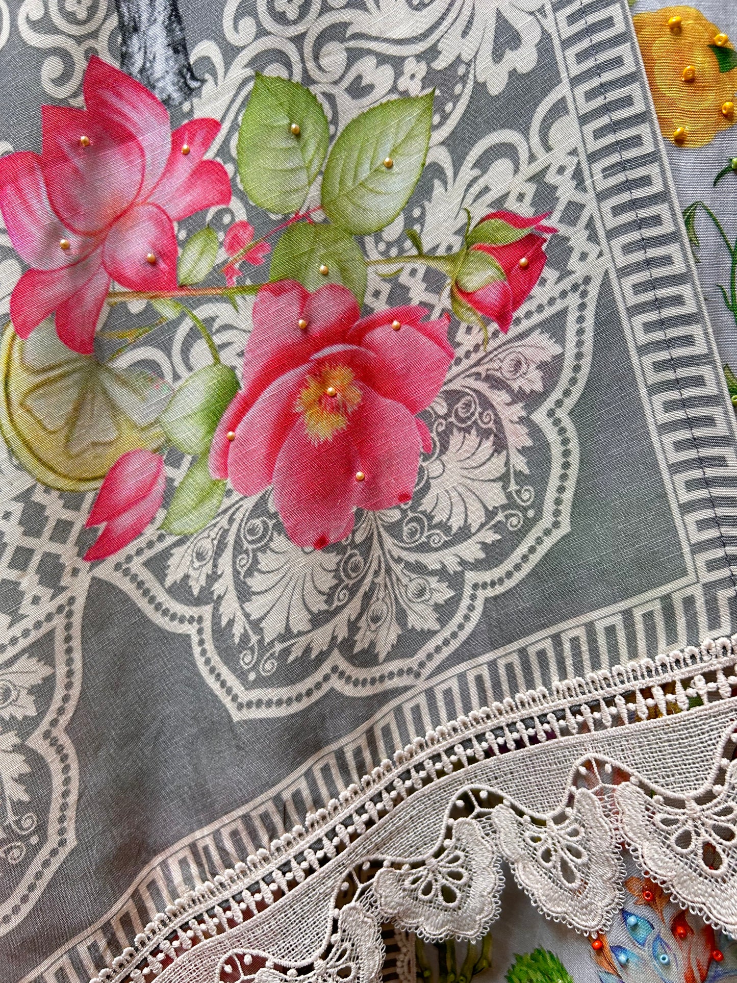 Naureen Mul Chanderi Suit (Grey)