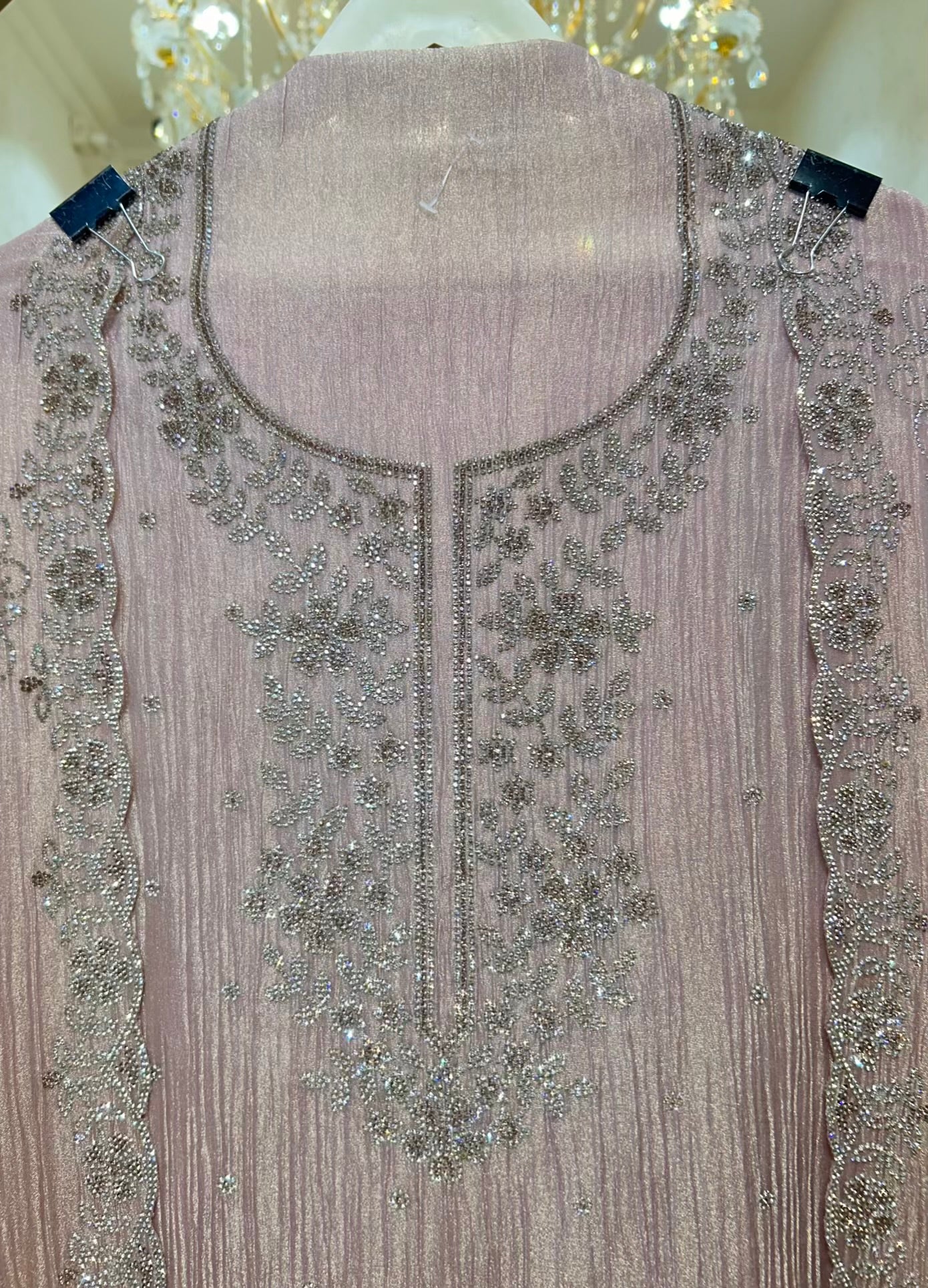 Zehraani Stone Veil Suit (Peach)
