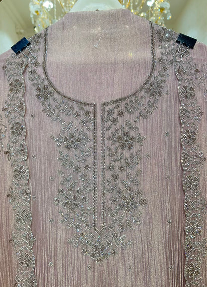 Zehraani Stone Veil Suit (Peach)