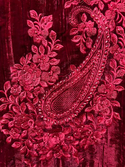 Afsar-E-Velvet Suit (Red)