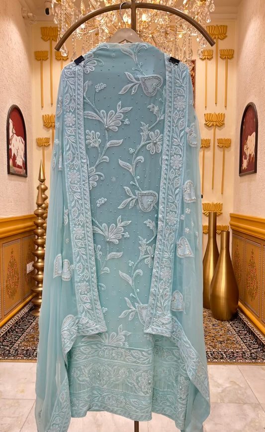 Vihana Sequin Bloom Suit (Light Blue)